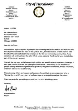 photo of: Letter from Mayor of Tuscaloosa | Nuance Solutions